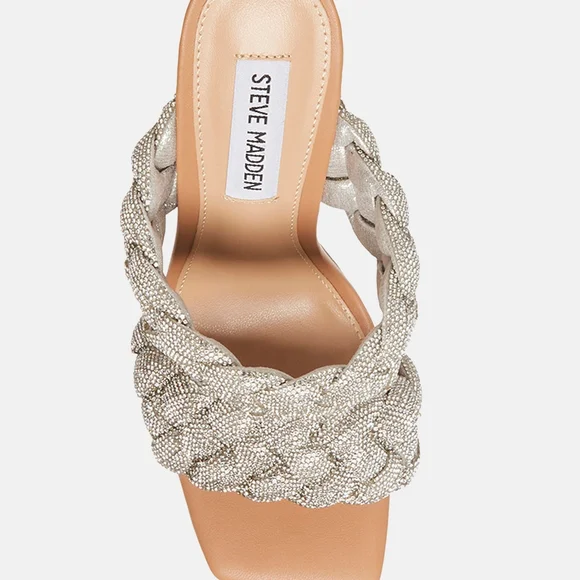Steve Madden Glittering Silver Braided Heels NWB - Picture 5 of 8